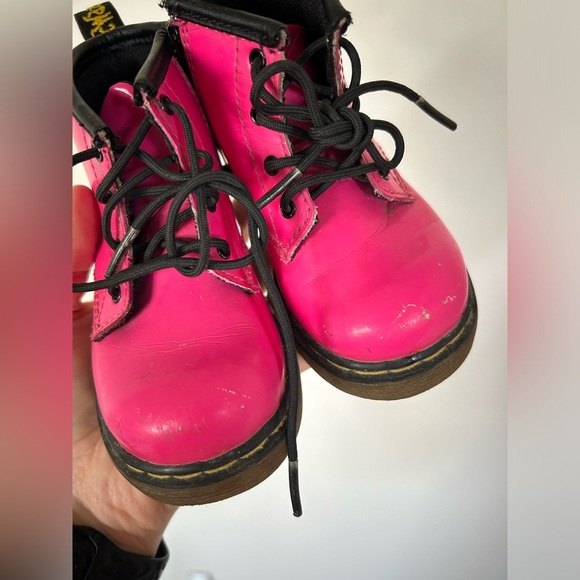 Dr Martens Brooklee B TODDLER Boots Patent Hot Pink Side Zip size 6 - Picture 6 of 9